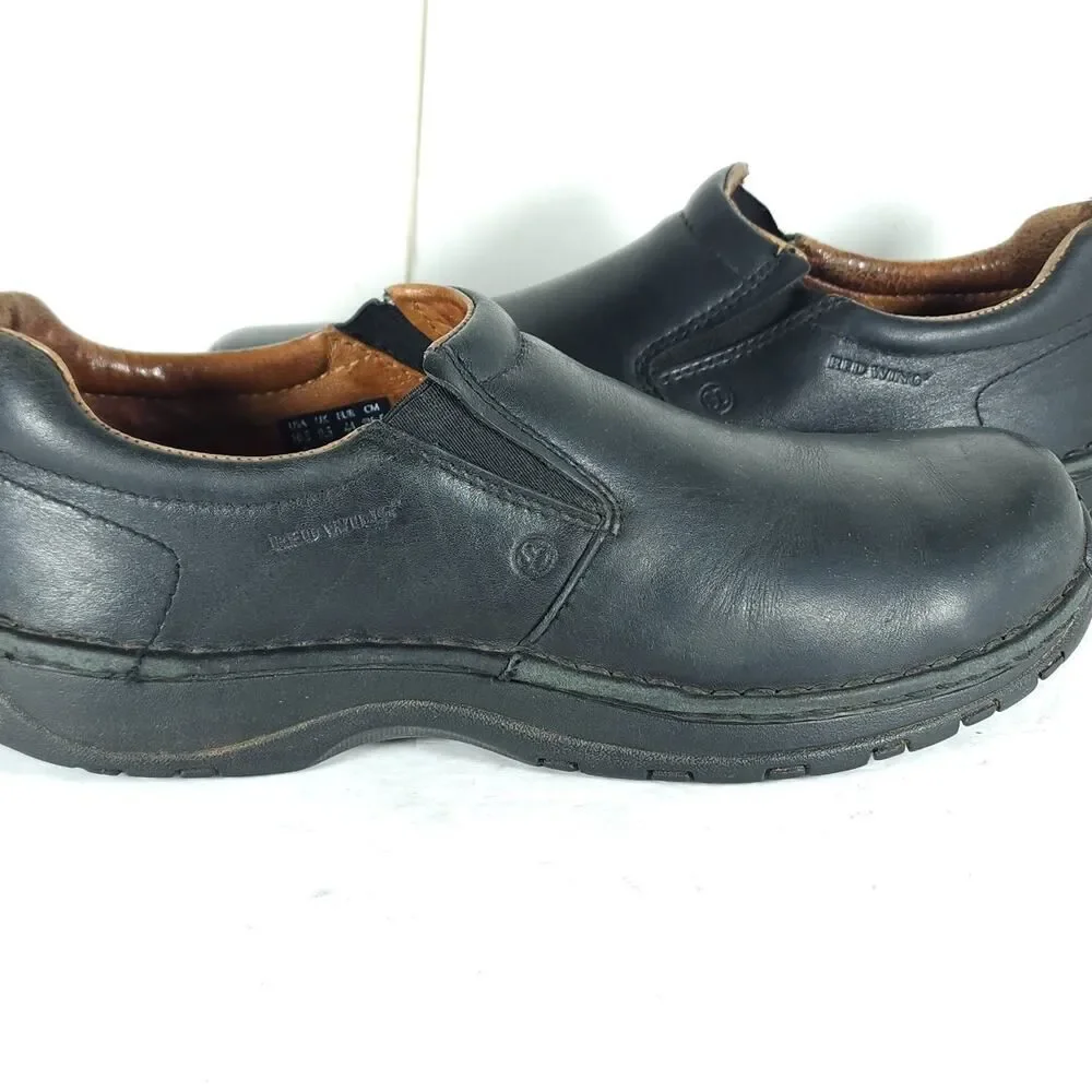 Red Wings Men's 6700 US10,5B Black Leather Steel Toe Slip-On Work Shoes